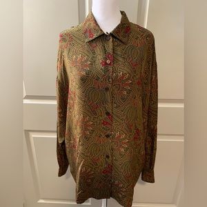 Gorgeous! Vintage Jones New York SILK Paisley Blouse Size 12 #A18